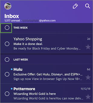 Image de la boîte de réception Yahoo Mail.